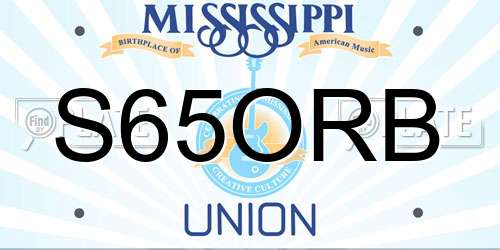 S65ORB Mississippi License Plate