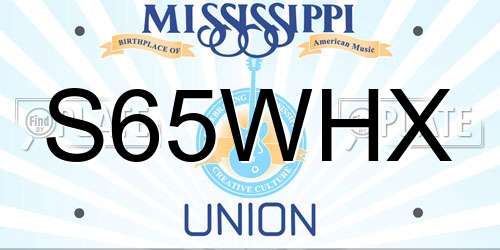 S65WHX Mississippi License Plate