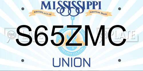 S65ZMC Mississippi License Plate