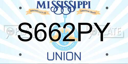 S662PY Mississippi License Plate