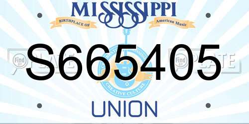 S665405 Mississippi License Plate