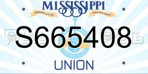 S665408 Mississippi License Plate