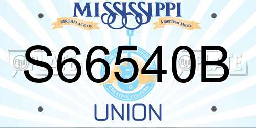 S66540B Mississippi License Plate