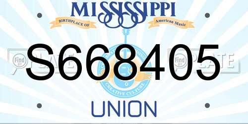 S668405 Mississippi License Plate