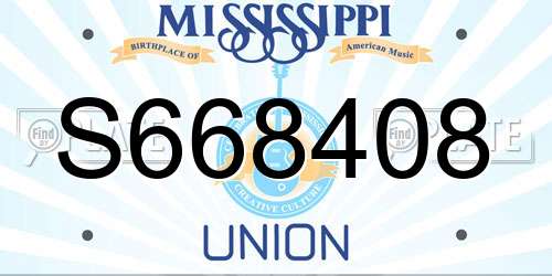 S668408 Mississippi License Plate