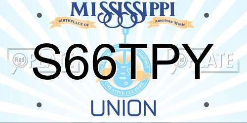 S66TPY Mississippi License Plate