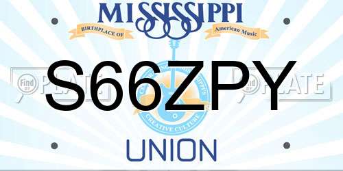 S66ZPY Mississippi License Plate