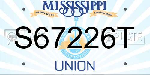S67226T Mississippi License Plate