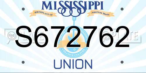 S672762 Mississippi License Plate