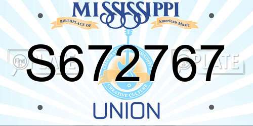 S672767 Mississippi License Plate