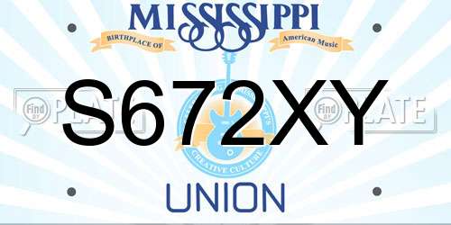 S672XY Mississippi License Plate