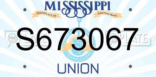 S673067 Mississippi License Plate