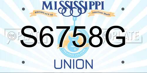 S6758G Mississippi License Plate