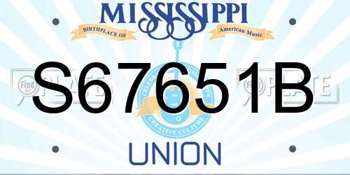S67651B Mississippi License Plate