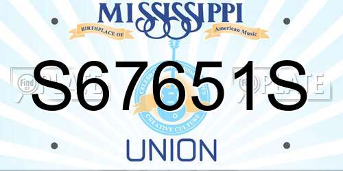 S67651S Mississippi License Plate