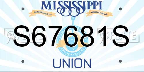 S67681S Mississippi License Plate