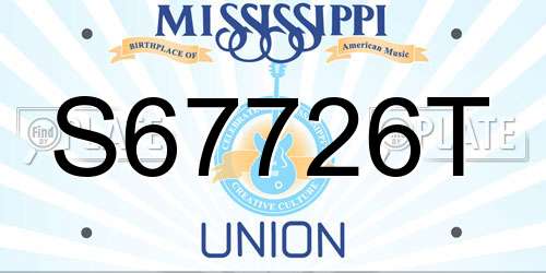 S67726T Mississippi License Plate