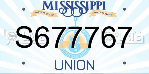 S677767 Mississippi License Plate