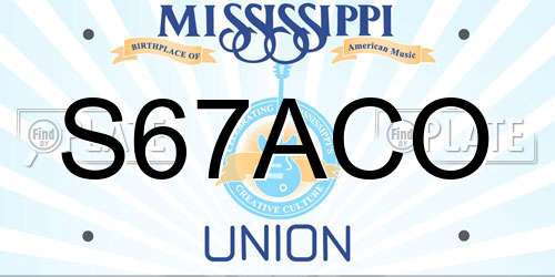 S67ACO Mississippi License Plate
