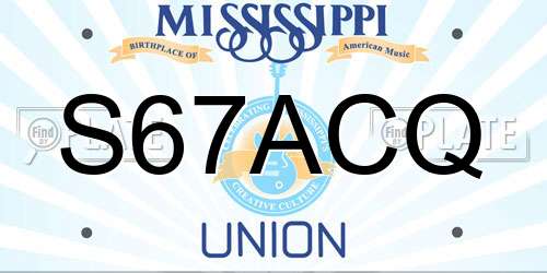 S67ACQ Mississippi License Plate