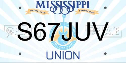 S67JUV Mississippi License Plate