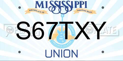 S67TXY Mississippi License Plate