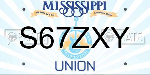 S67ZXY Mississippi License Plate