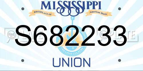 S682233 Mississippi License Plate
