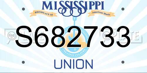 S682733 Mississippi License Plate