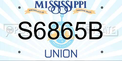 S6865B Mississippi License Plate