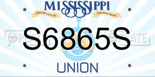 S6865S Mississippi License Plate