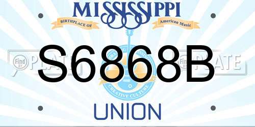S6868B Mississippi License Plate
