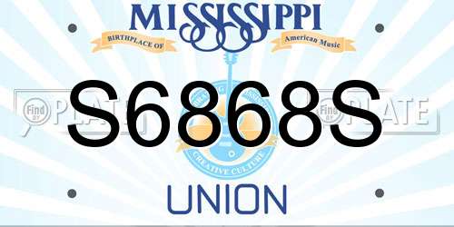 S6868S Mississippi License Plate