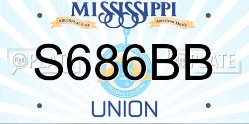 S686BB Mississippi License Plate
