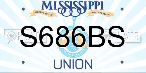 S686BS Mississippi License Plate