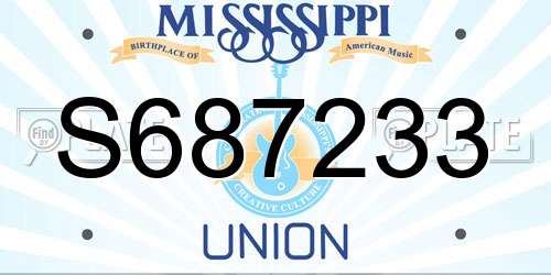 S687233 Mississippi License Plate