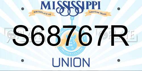 S68767R Mississippi License Plate