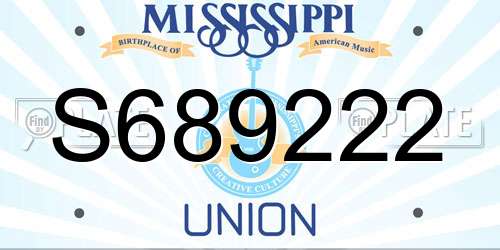 S689222 Mississippi License Plate