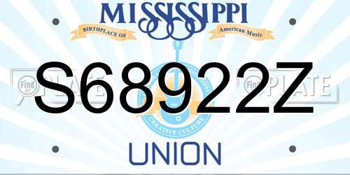 S68922Z Mississippi License Plate