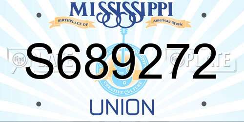 S689272 Mississippi License Plate