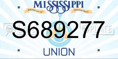 S689277 Mississippi License Plate
