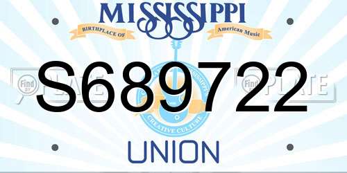 S689722 Mississippi License Plate