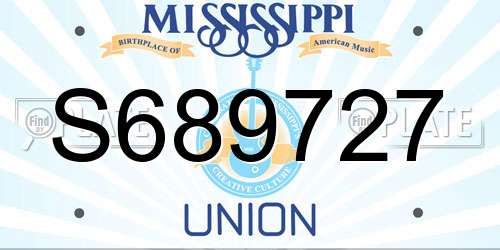 S689727 Mississippi License Plate