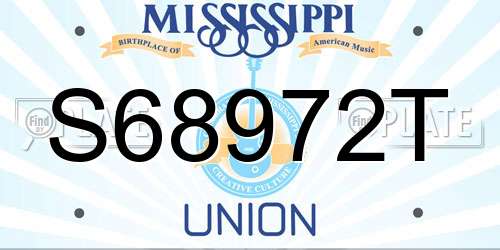 S68972T Mississippi License Plate