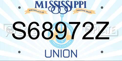 S68972Z Mississippi License Plate