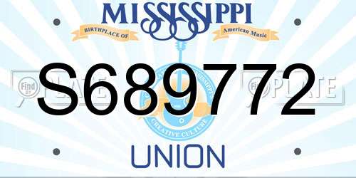 S689772 Mississippi License Plate
