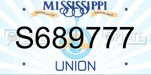 S689777 Mississippi License Plate