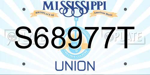 S68977T Mississippi License Plate