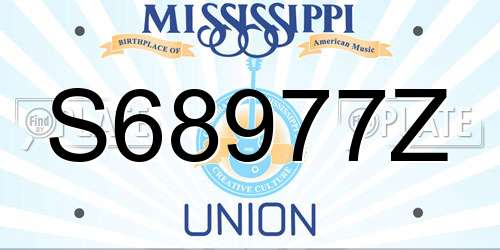S68977Z Mississippi License Plate