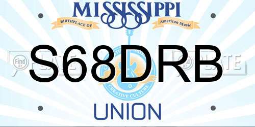 S68DRB Mississippi License Plate